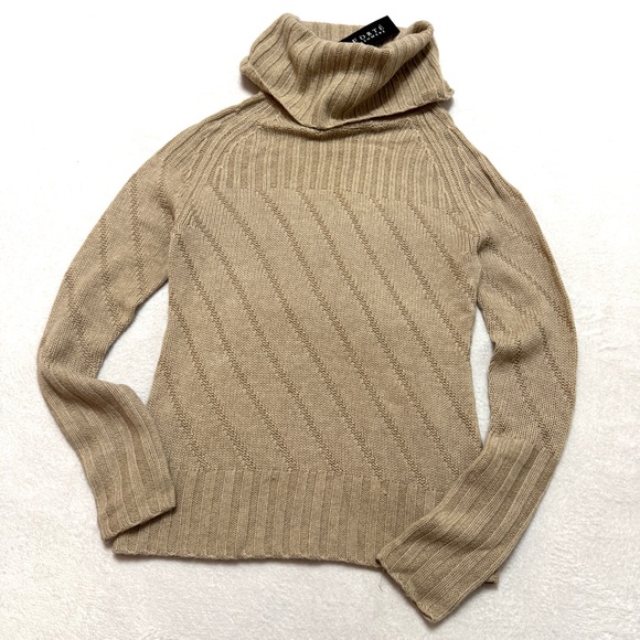 Forte sz L 100% Cashmere Womens Chunky Trim Turtleneck Sweater - Picture 1 of 4